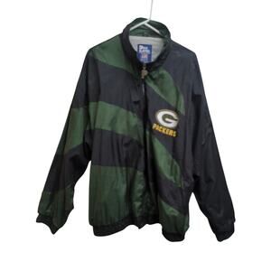 90's Vintage Green Bay Packers Pro Player Windbreaker Women’s XL NFL Black Green